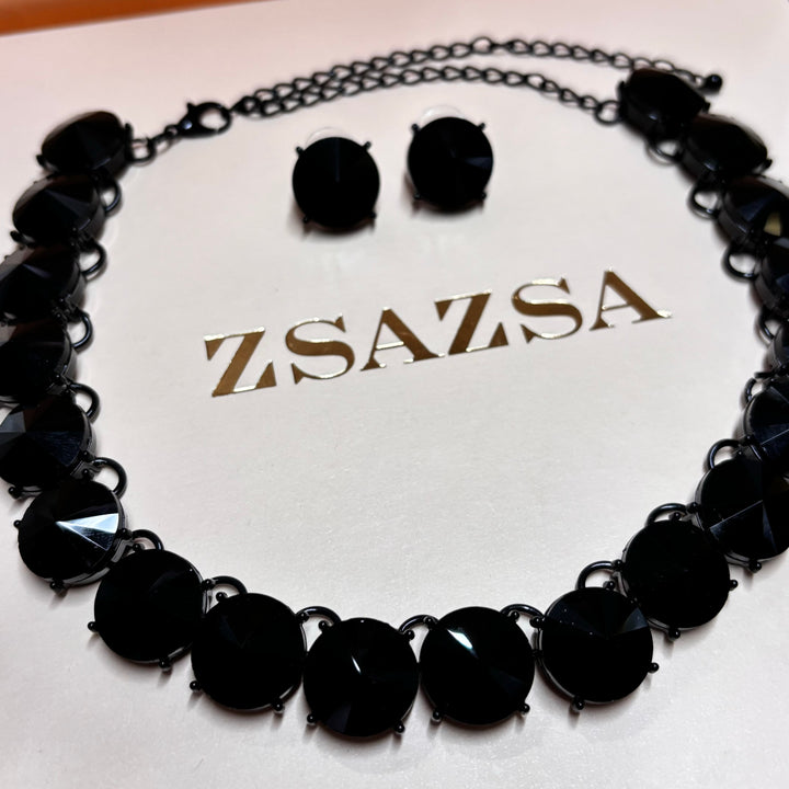 Round all black rhinestone set