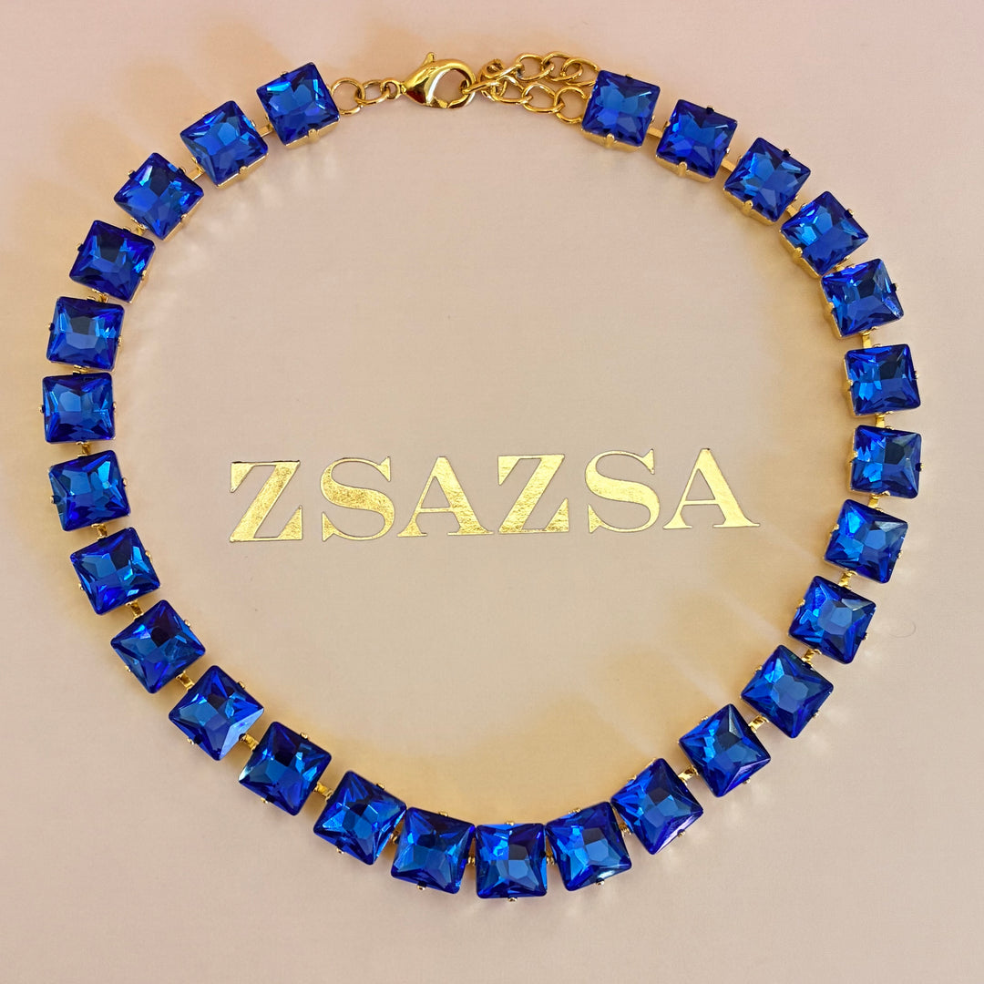 Square royal blue Swarovski crystals set