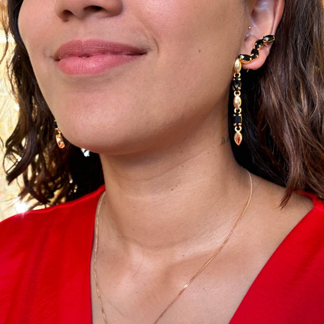 Statement marquise black earrings