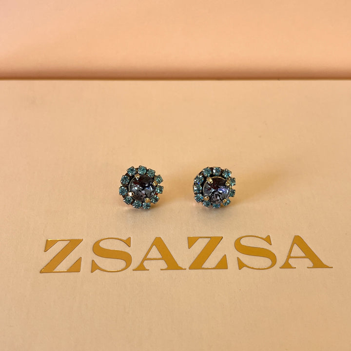 Light blue & lilac Swarovski crystals studs