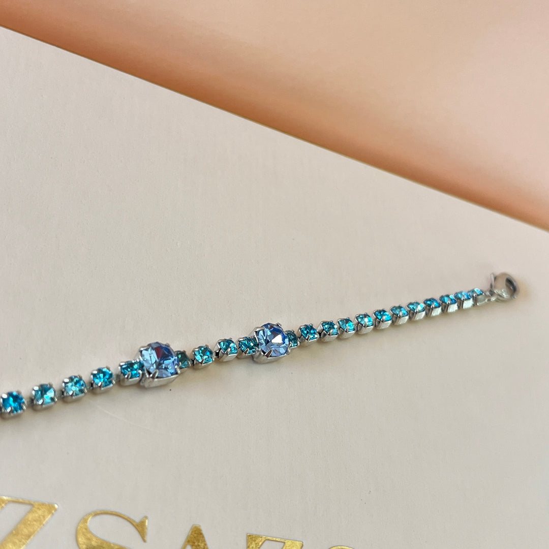Turquoise & light blue Swarovski crystals bracelet