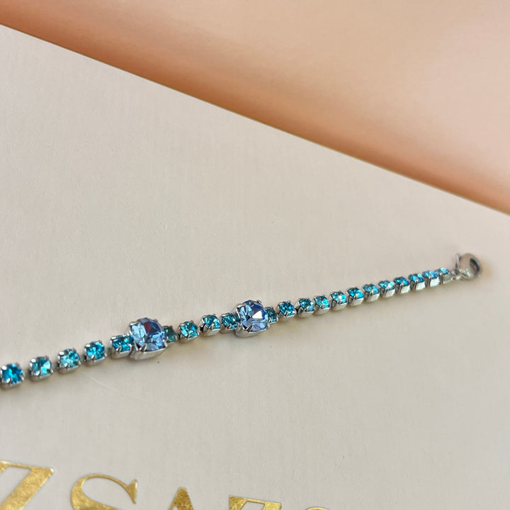 Turquoise & light blue Swarovski crystals bracelet