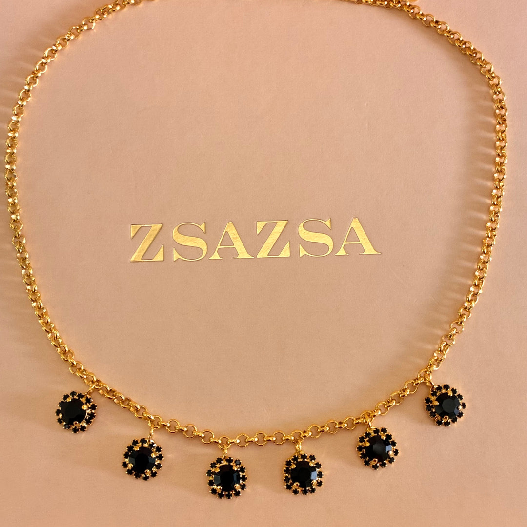 Black preciosa crystals necklace