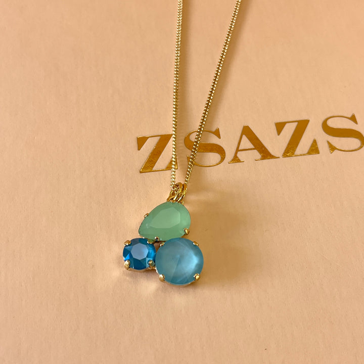 Turquoise and mint Swarovski crystals pendant