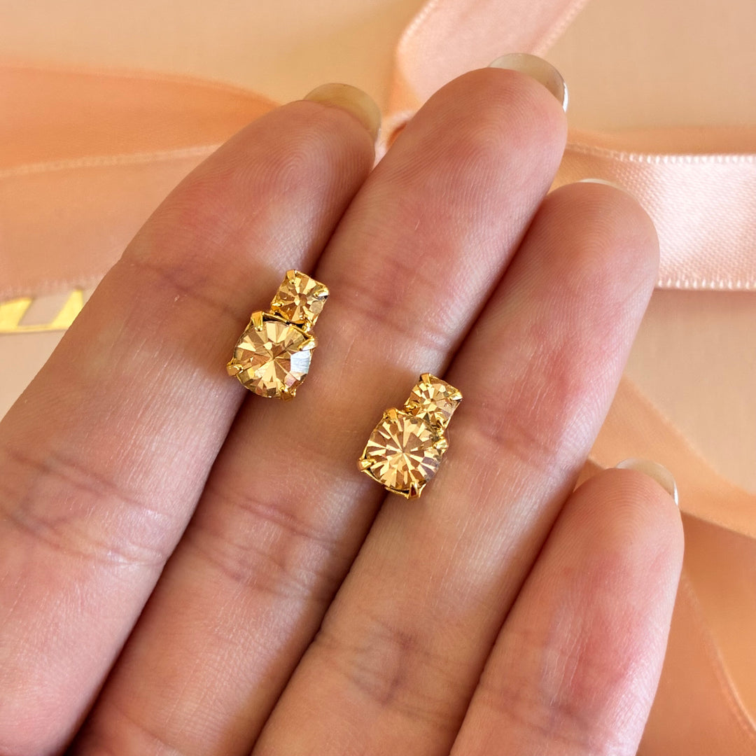 Dainty peach Swarovski crystals studs