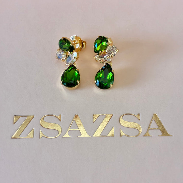 Teardrop Swarovski crystals gold plated set