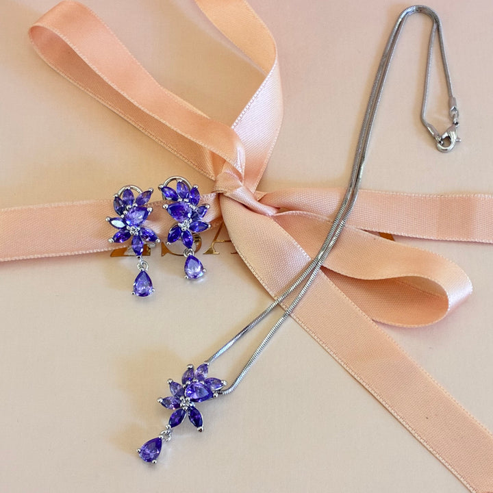 Marquise lilac zircone silver set