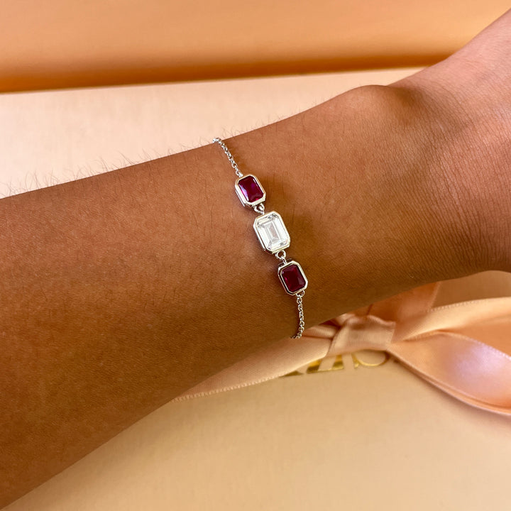 Red rectangular zircone set