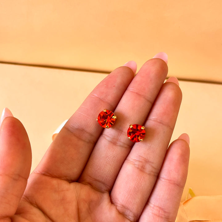 Orange Swarovski crystals studs