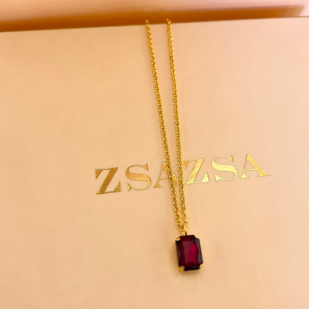 Magenta rectangular Swarovski crystals set
