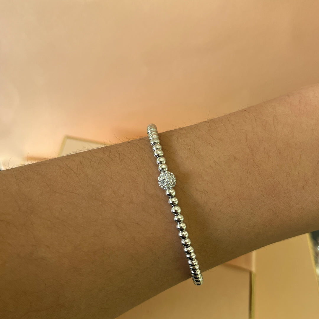 Open silver zircone bangle