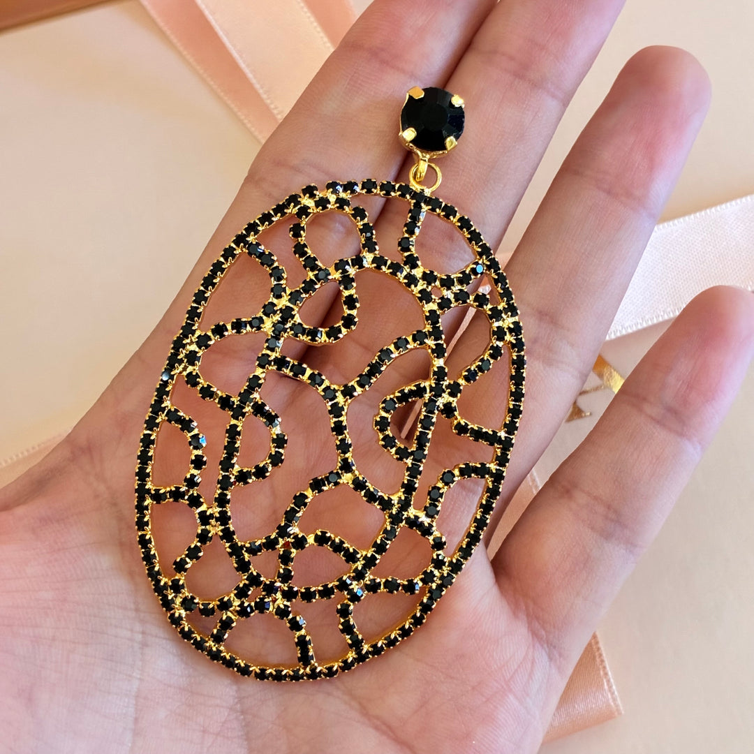 Black preciosa crystals earrings