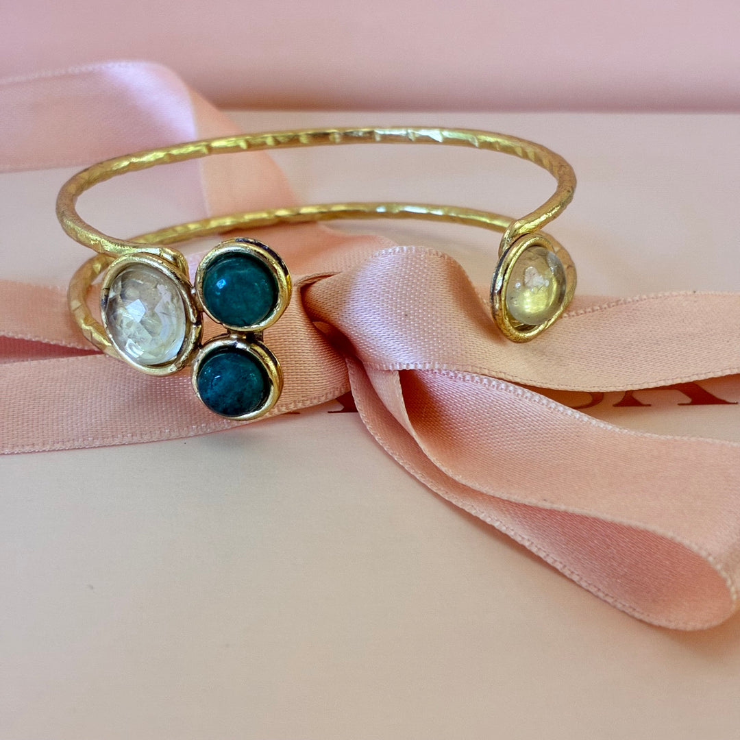 Dark green and yellow handmade gold plated set