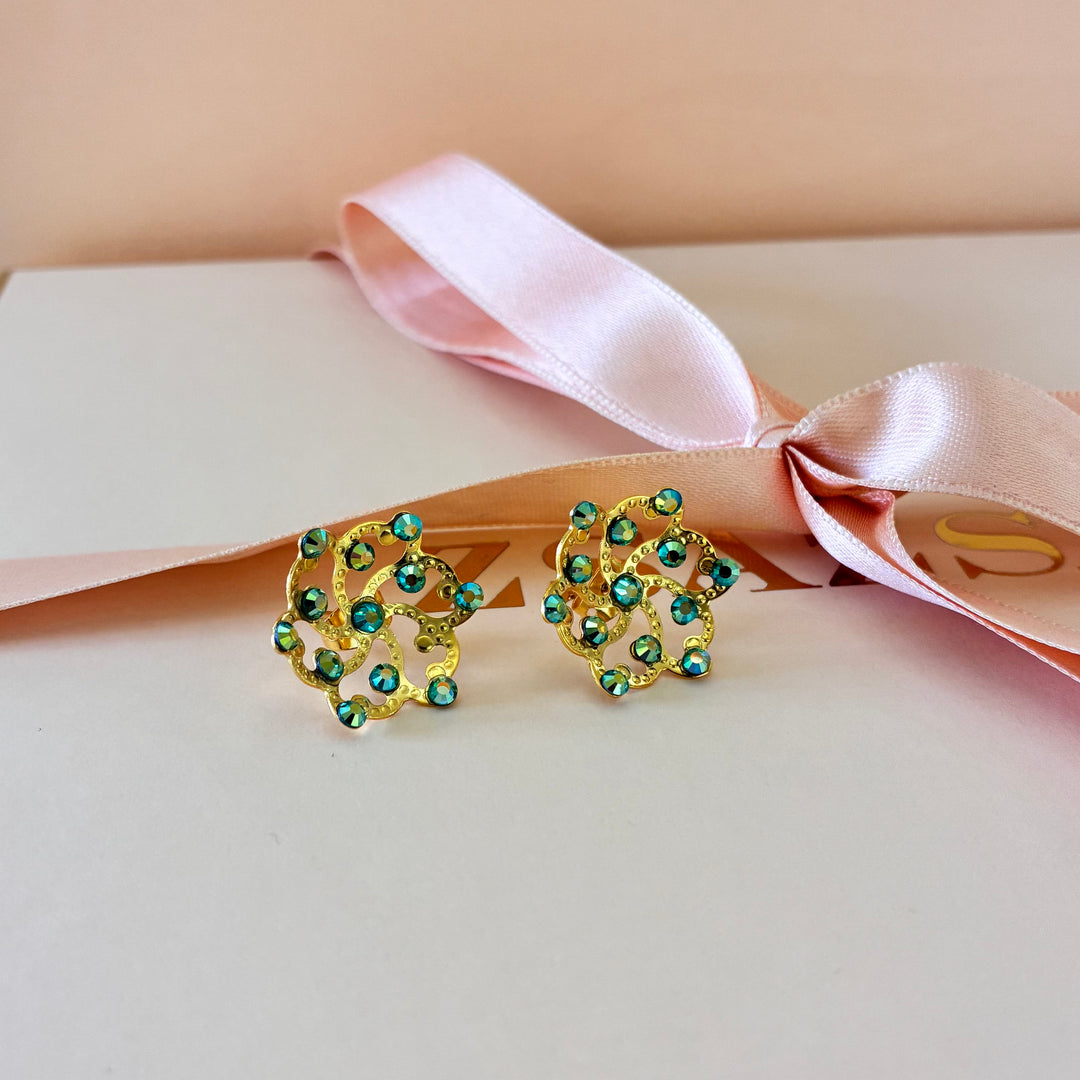 Handmade green gold plated set
