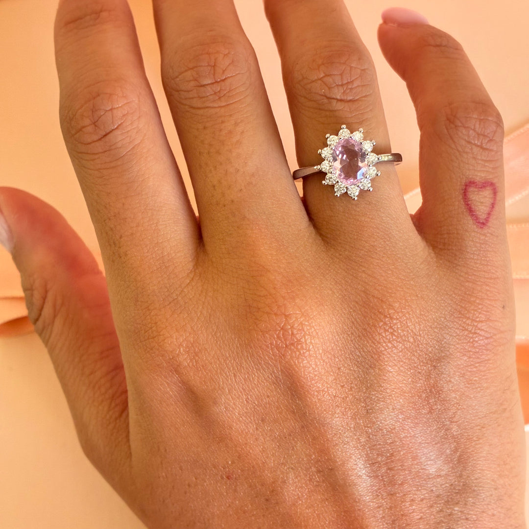 Oval CZ Accented Ring