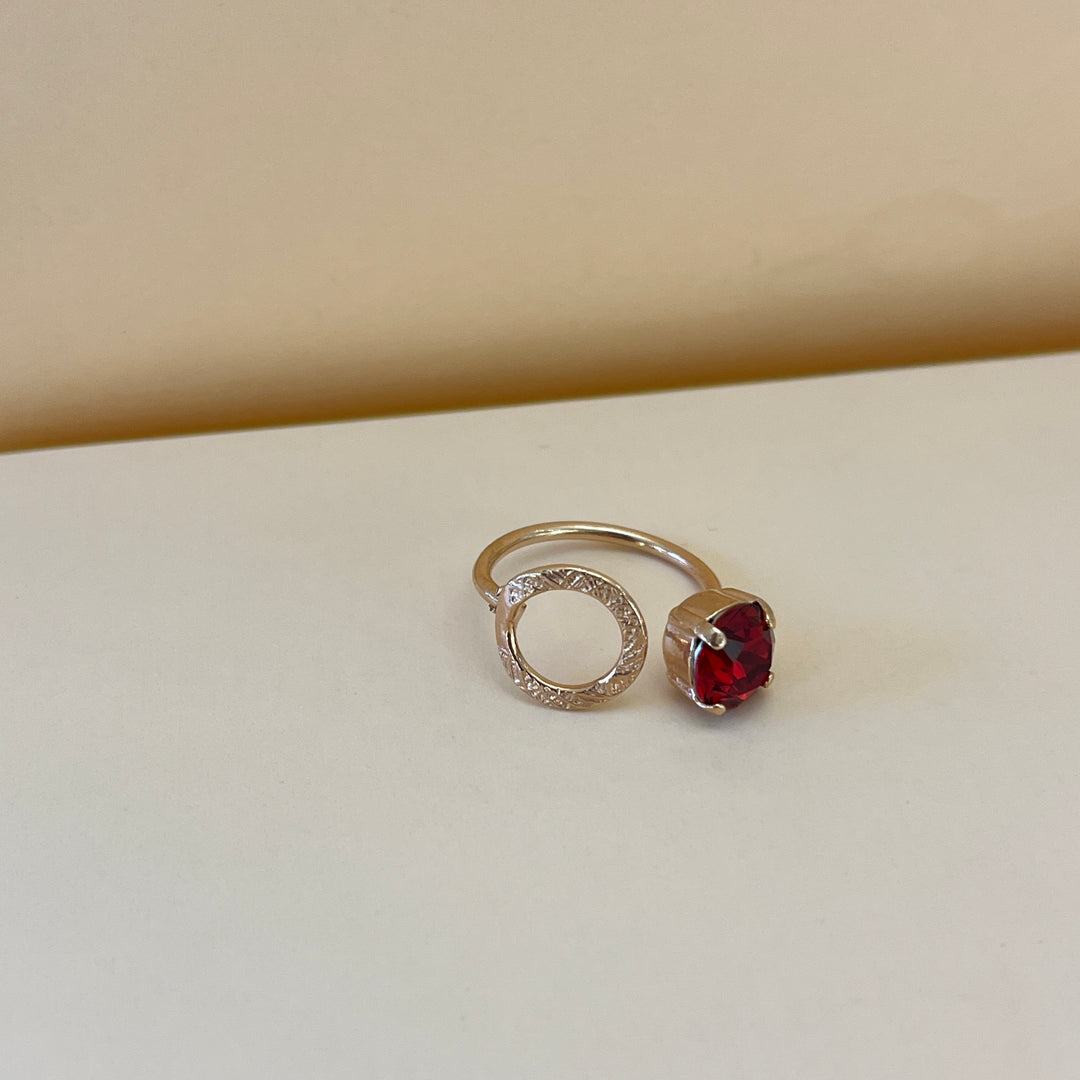 Red & Round Swarovski Crystals ring