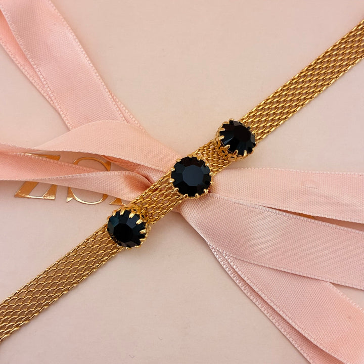 3 Black stones Preciosa crystals bracelet