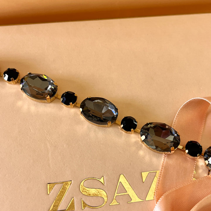 Grey and black preciosa crystals bracelet
