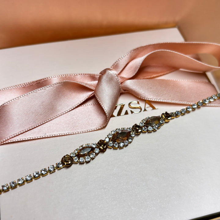 Marquise bronze rhinestone bracelet