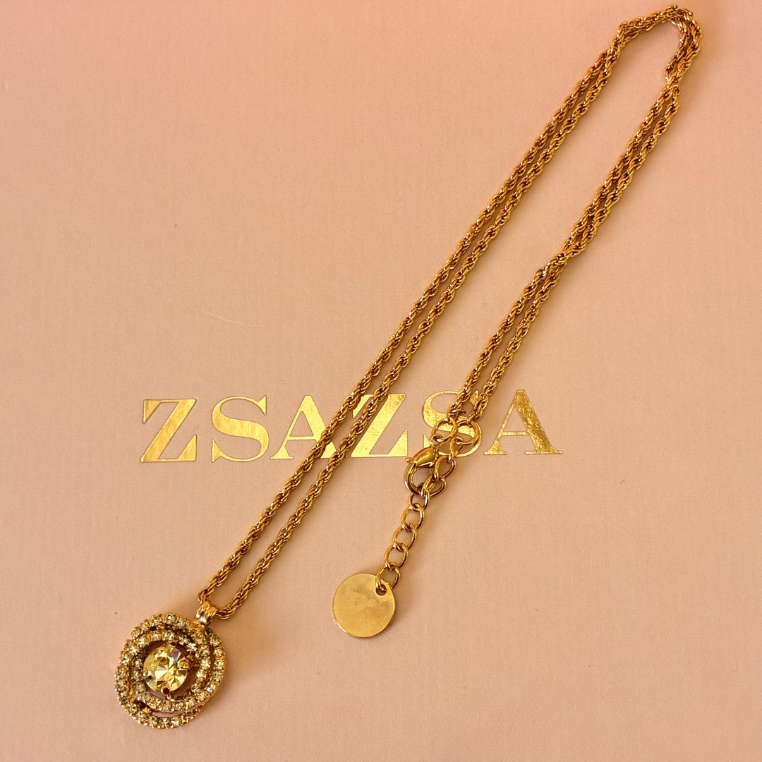 Mint Swarovski crystals gold plated pendant