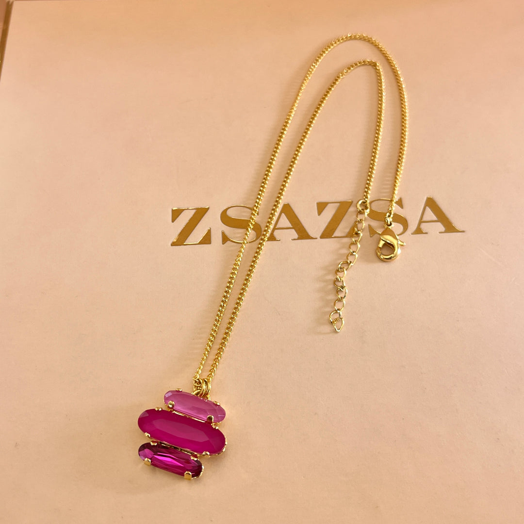 Shade of fuchsia Swarovski crystals set