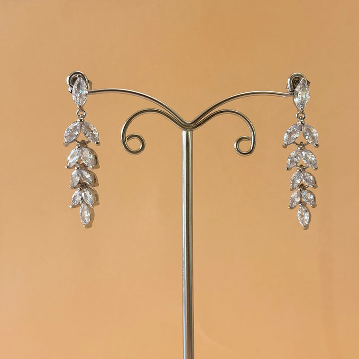 Silver zircone marquise earrings