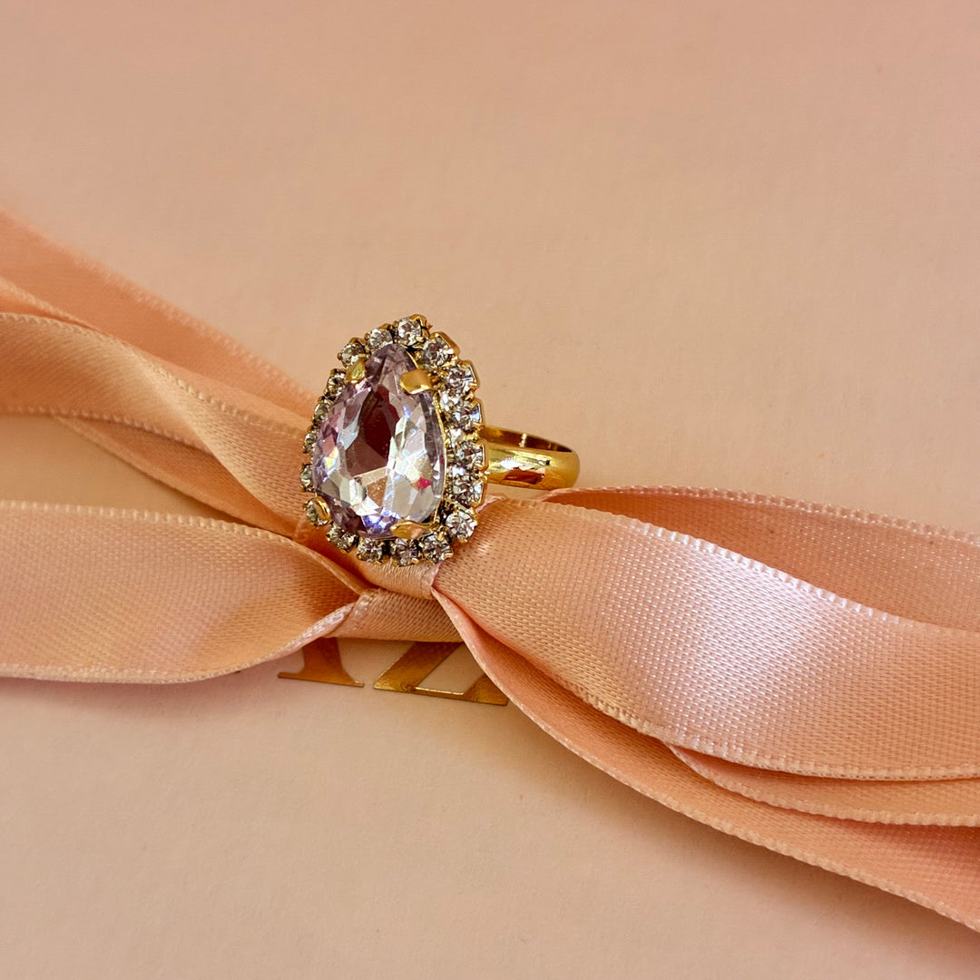 Teardrop lilac Preciosa Crystals gold plated set