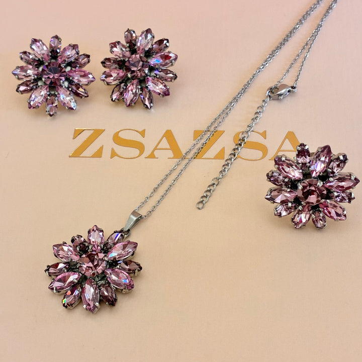 Flowers mauve preciosa crystals set