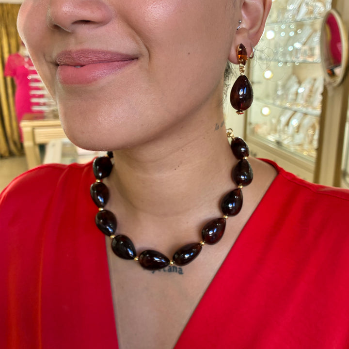 Statement Brown Swarovski crystals set