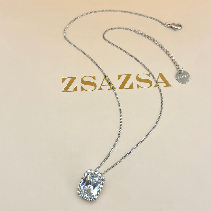 silver zircone rectangular set