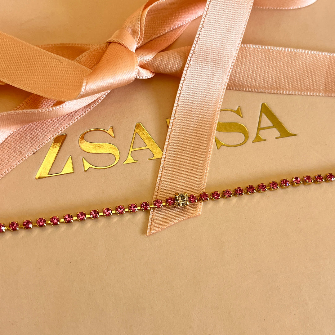 Pink Swarovski crystals bracelet