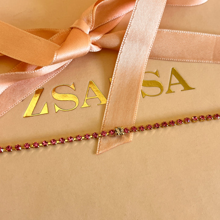 Pink Swarovski crystals bracelet