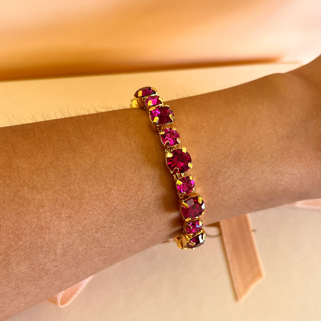Fuchsia preciosa crystals bracelet