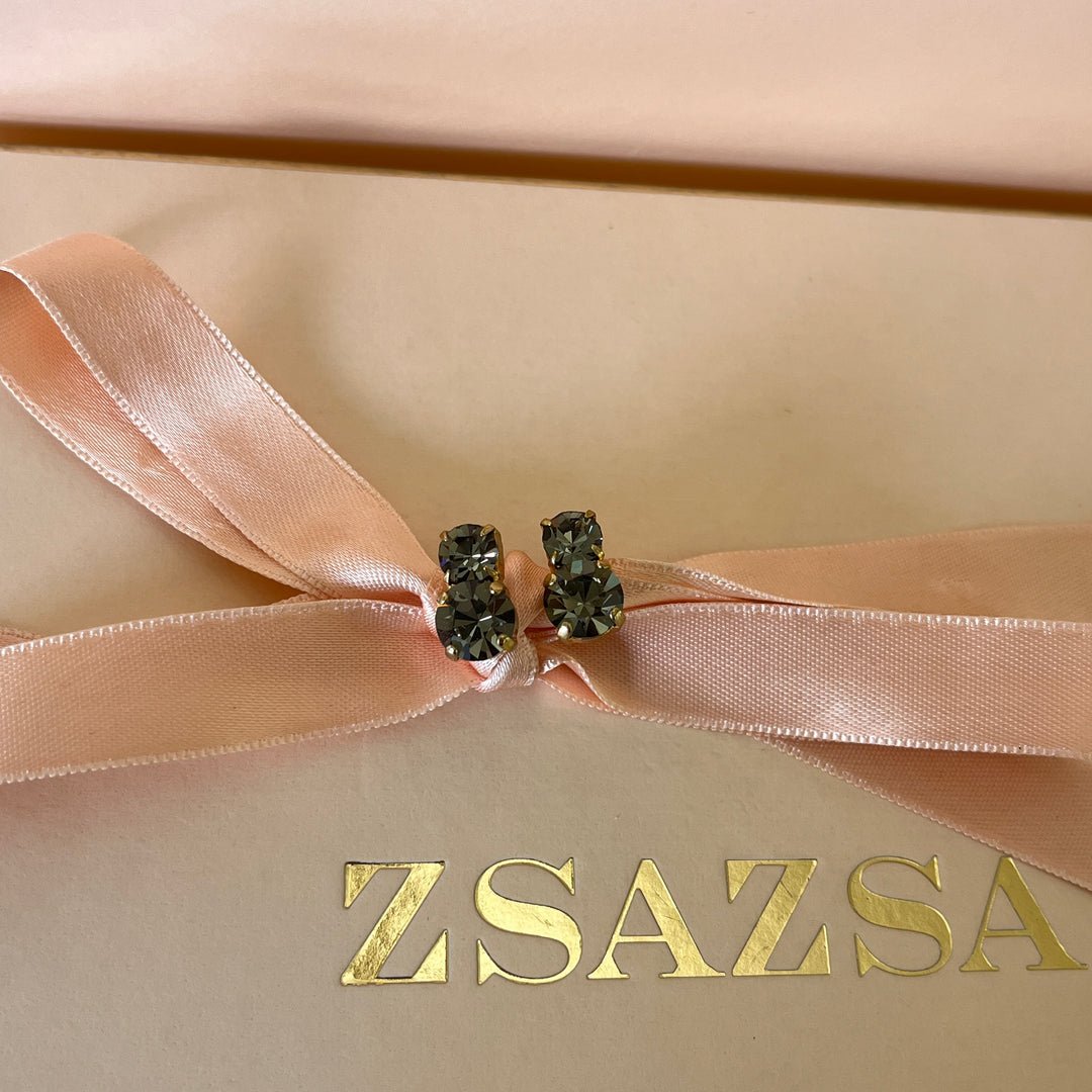 Grey double preciosa crystals studs