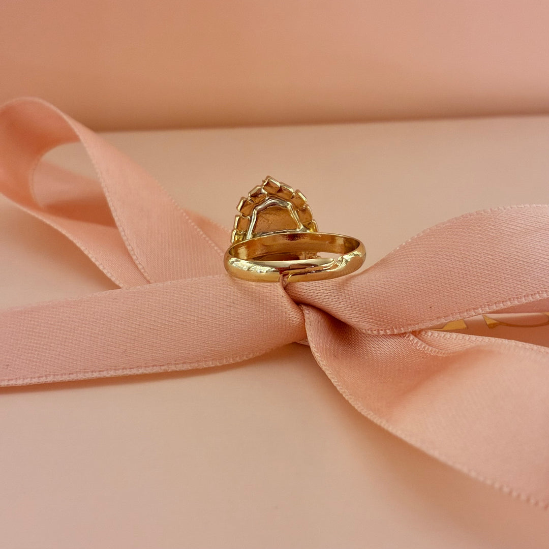 Teardrop Preciosa crystals gold plated pink set