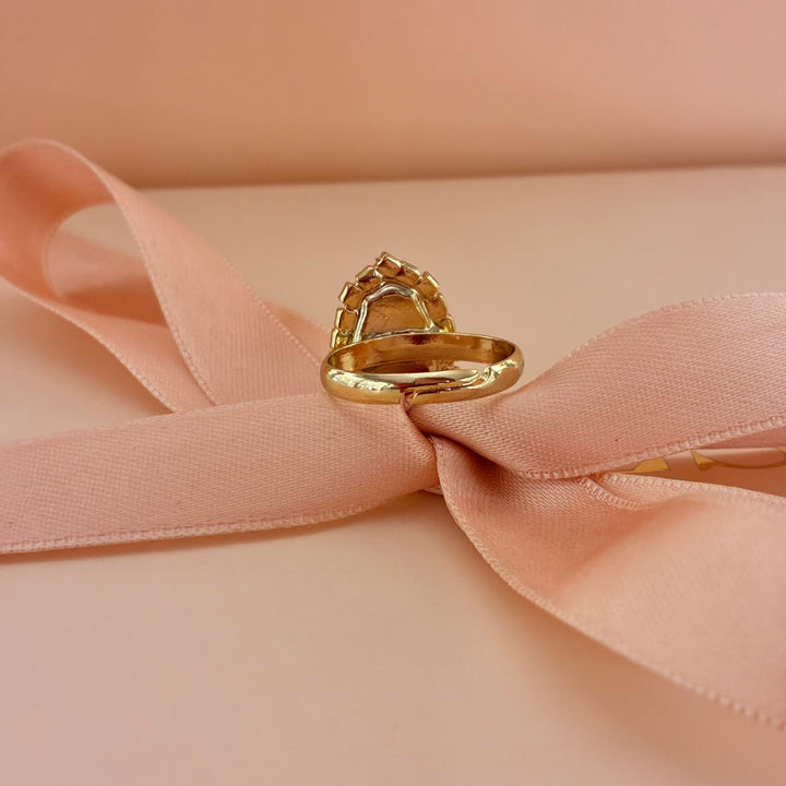 Teardrop Preciosa crystals gold plated pink set