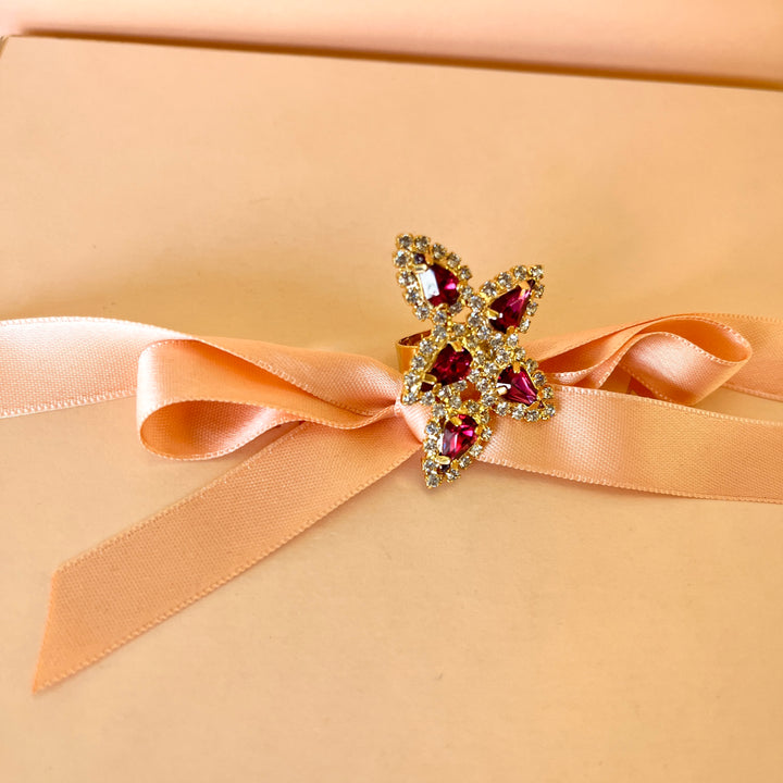 Magenta rectangular Swarovski crystals set