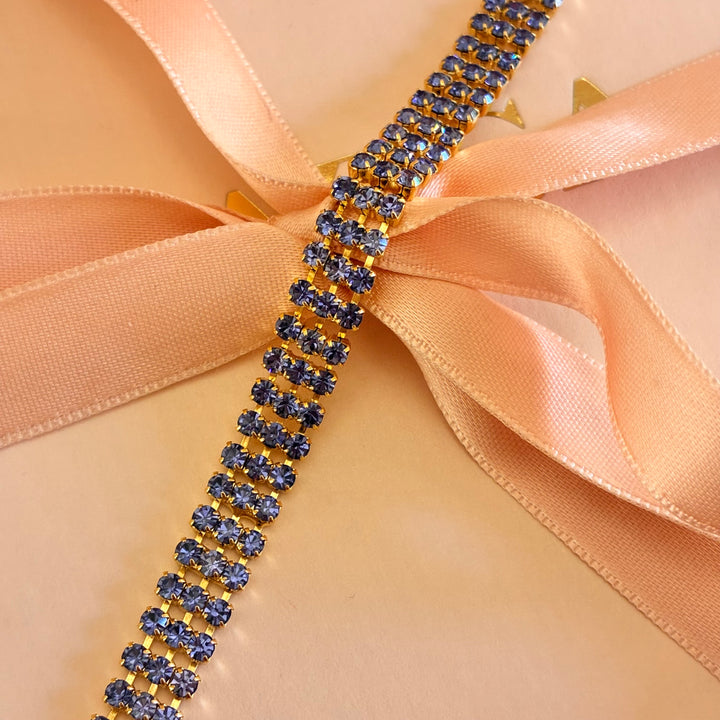 3 rows Purple Swarovski crystals bracelet