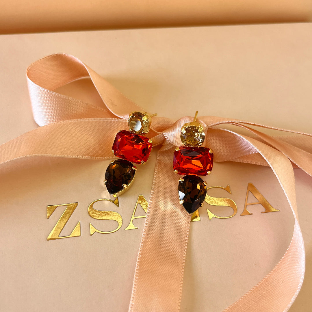 Mix of colour Swarovski crystals earrings