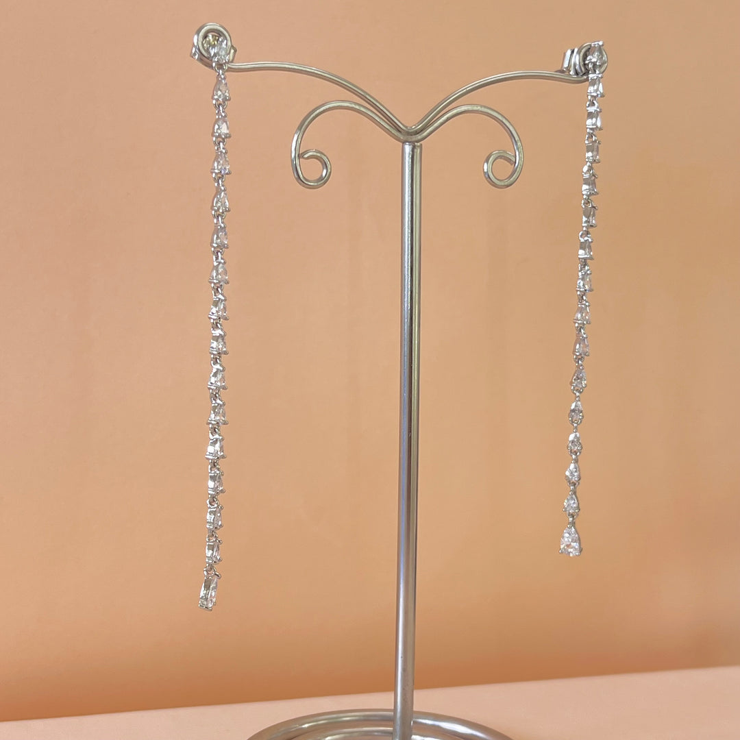 Silver zircone teardrop earrings