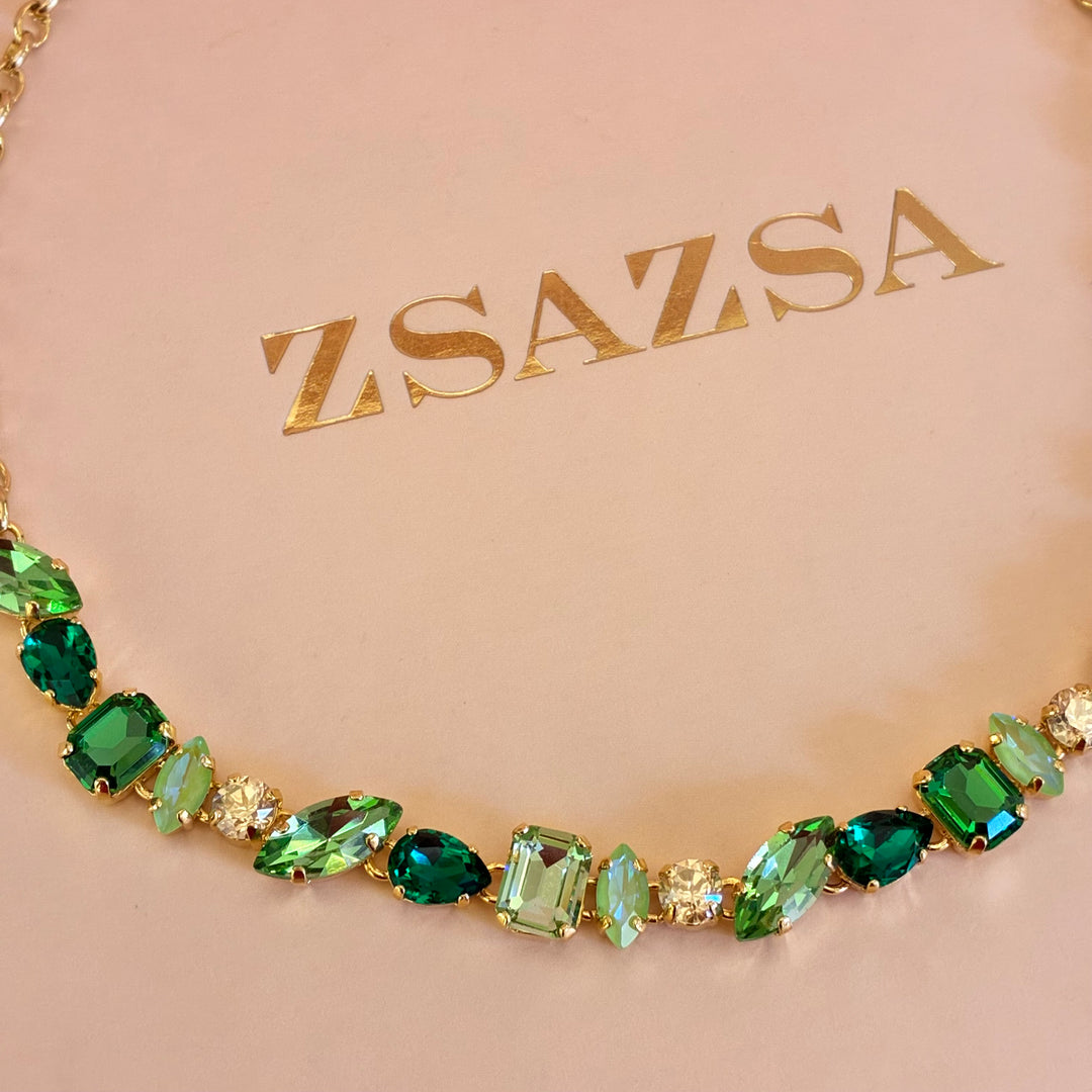 Green Swarovski crystals necklace
