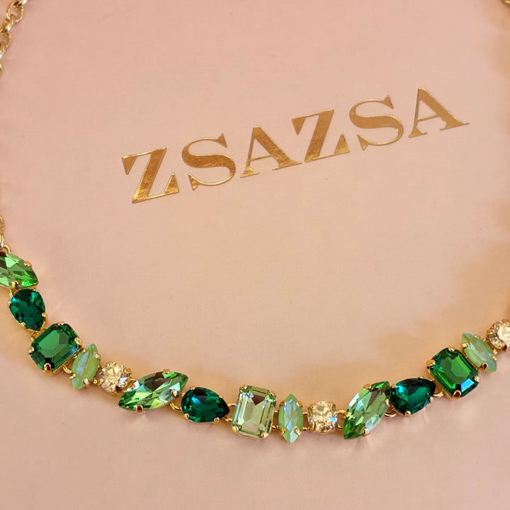 Green Swarovski crystals necklace
