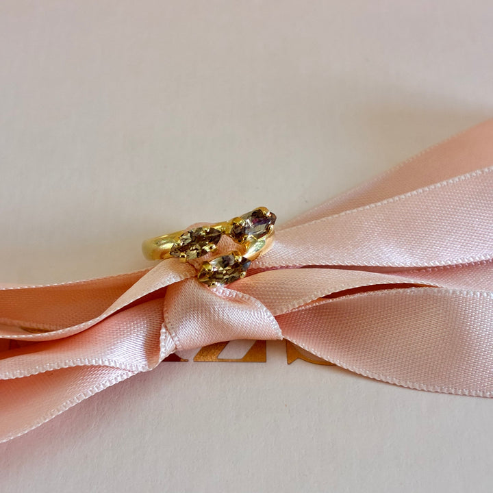 Bronze marquise Swarovski crystals ring