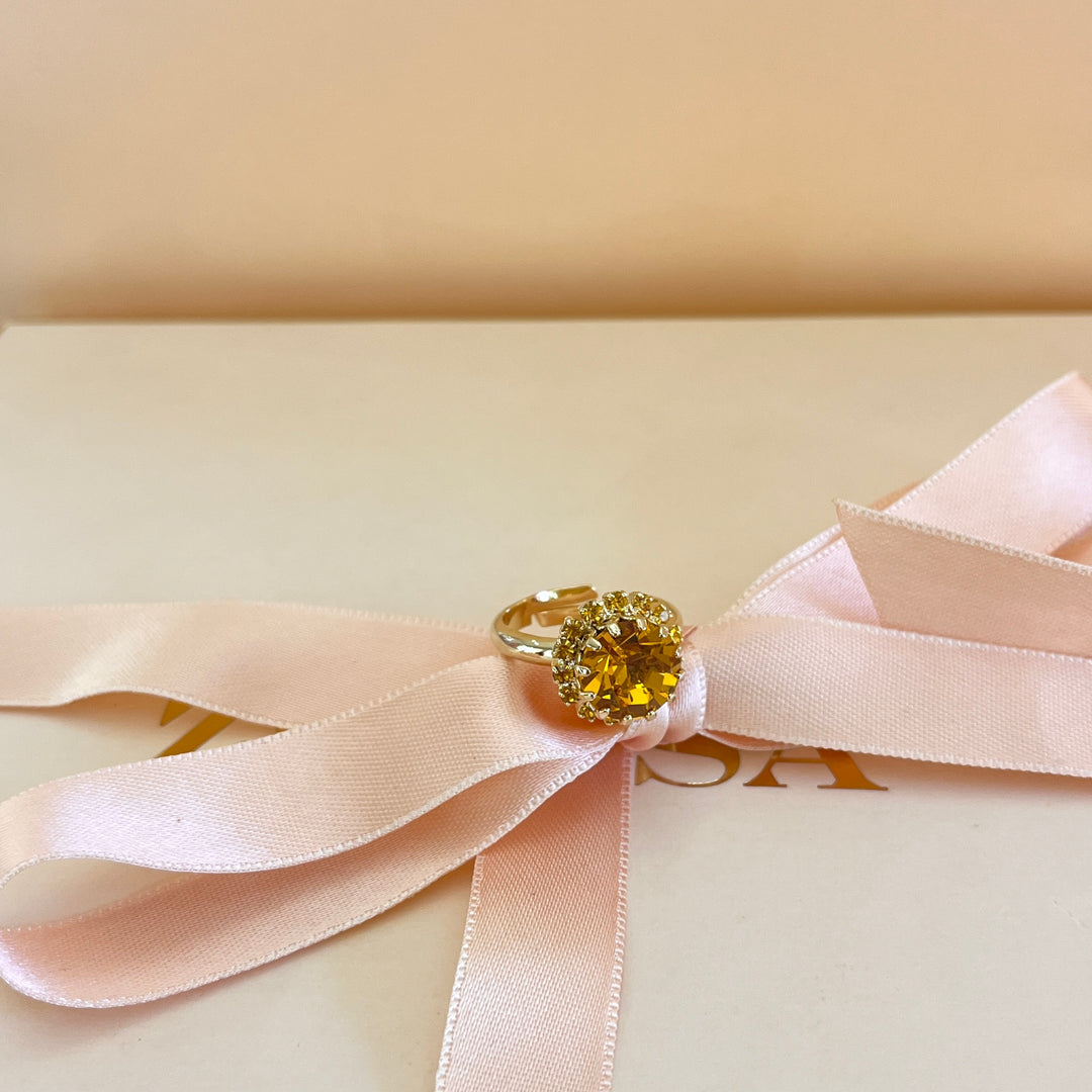 Topaz swarovski crystal ring