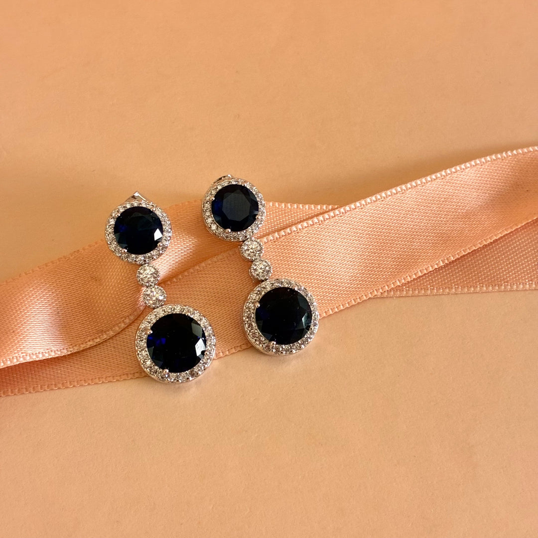 Navy blue zircone silver earrings