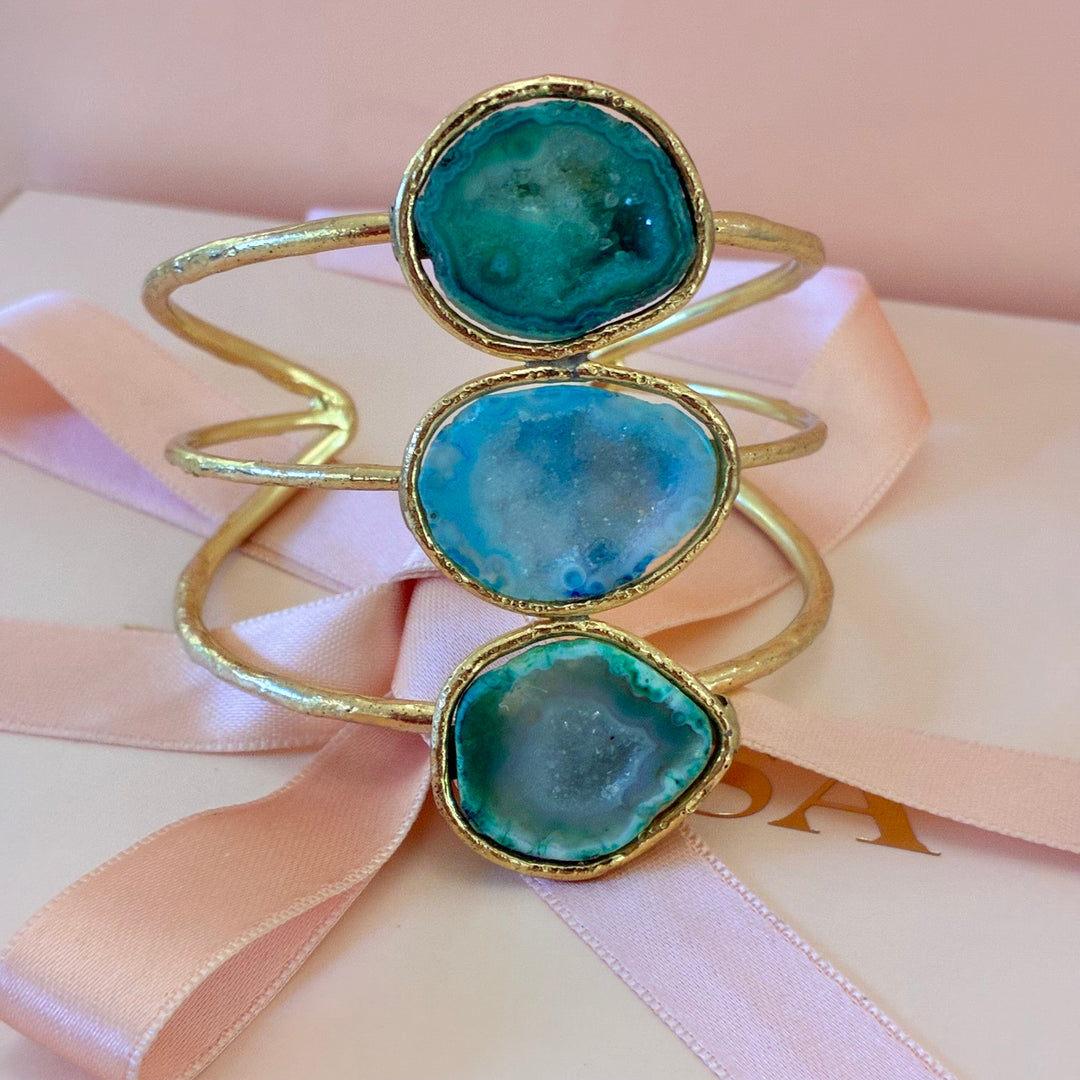 Gold plated geoda handmade set