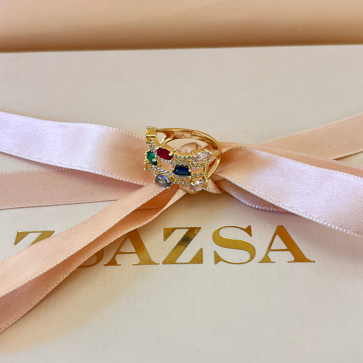 Multicolour zircone ring