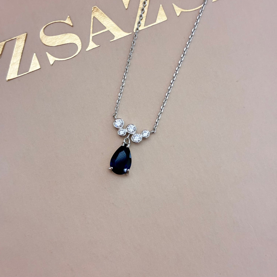 Navy blue zircone silver set