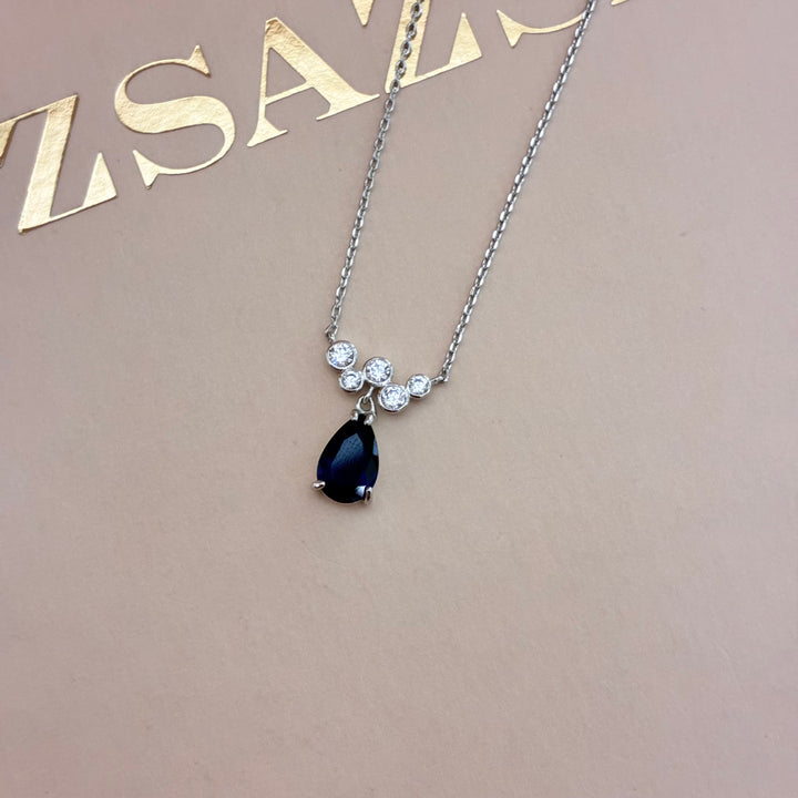 Navy blue zircone silver set