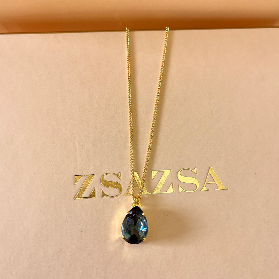 Grey teardrop Swarovski crystal pendant